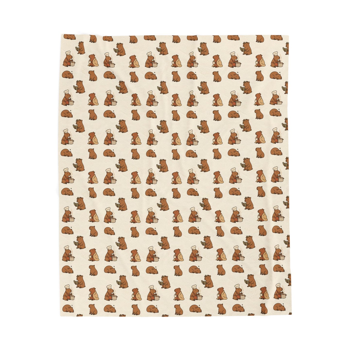Cozy Capybara Velveteen Plush Blanket, Soft Decorative Throw, Warm Home Essential, Cute Animal Print Blanket, Perfect for Gifting