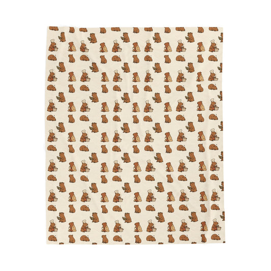 Cozy Capybara Velveteen Plush Blanket, Soft Decorative Throw, Warm Home Essential, Cute Animal Print Blanket, Perfect for Gifting
