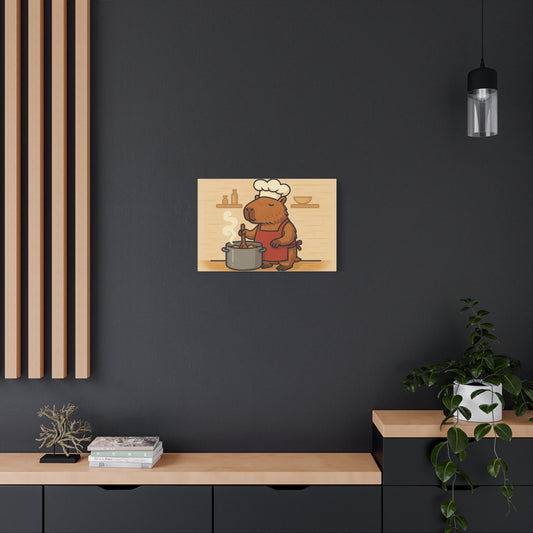 Cozy Chef Capybara Canvas Wall Art, Cute Kitchen Decor, Animal Lover Gift, Cooking Art, Playful Home Accent