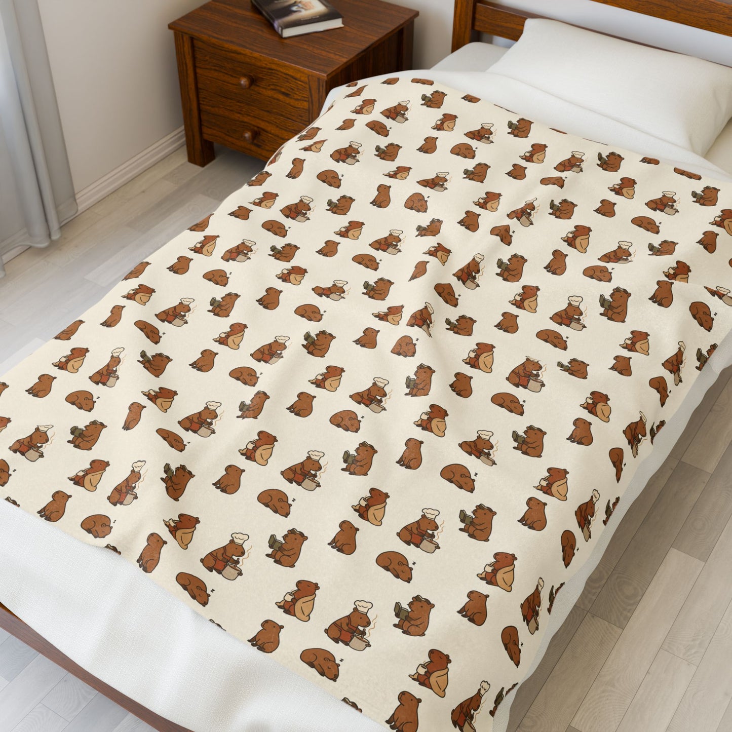 Cozy Capybara Velveteen Plush Blanket, Soft Decorative Throw, Warm Home Essential, Cute Animal Print Blanket, Perfect for Gifting