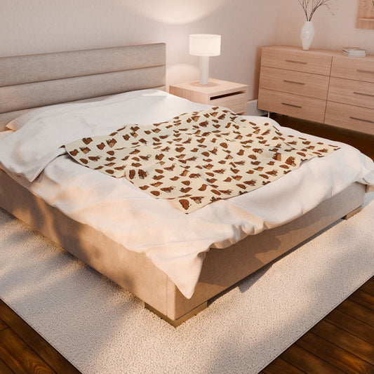 Cozy Capybara Velveteen Plush Blanket, Soft Decorative Throw, Warm Home Essential, Cute Animal Print Blanket, Perfect for Gifting