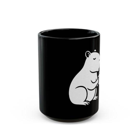 Cute Capybara Black Mug, Gift for Animal Lovers, Coffee Tea Drinkware, Unique Home Decor, Funny Mug