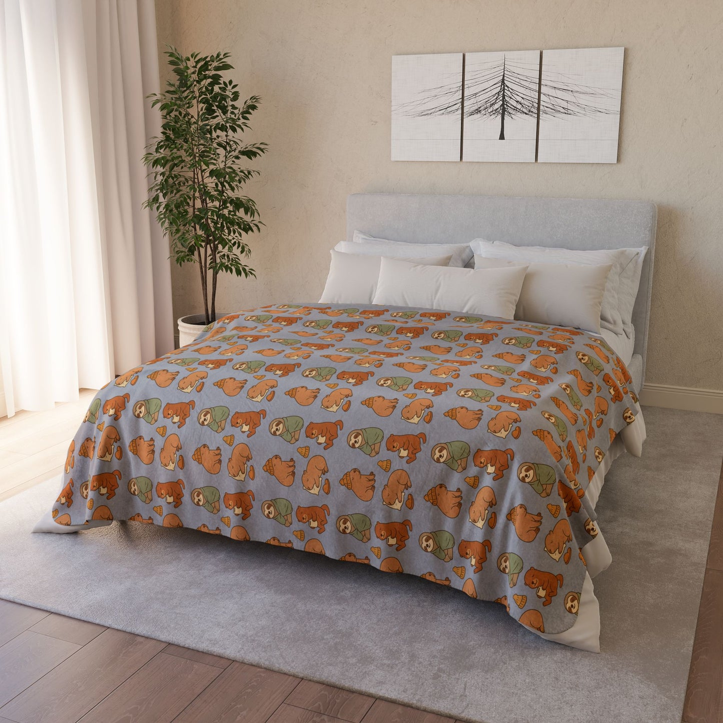 Cozy Animal Print Fleece Sherpa Blanket