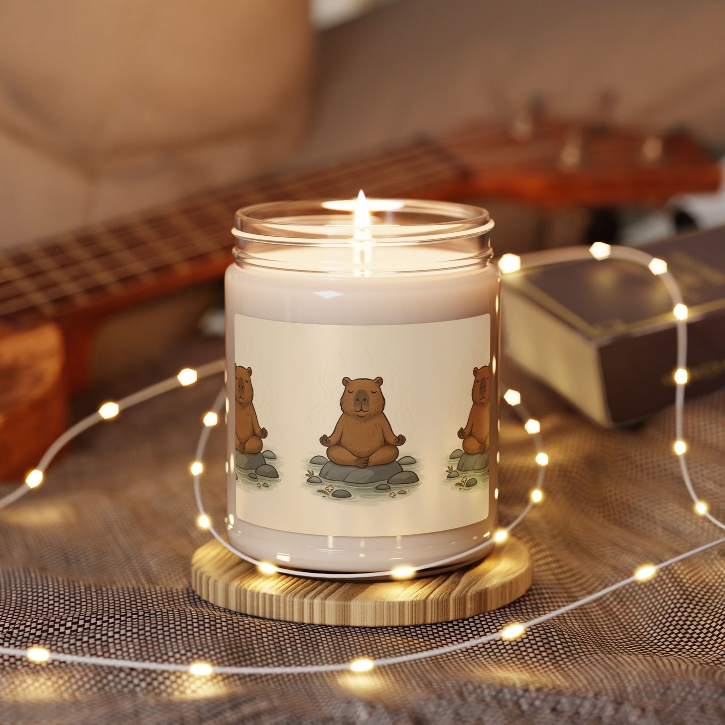 Relaxing Capybara Meditation Lavender Scented Soy Candle, Cozy Home Decor, Gift for Nature Lovers, Aromatherapy, Zen Candle, Calming Gift